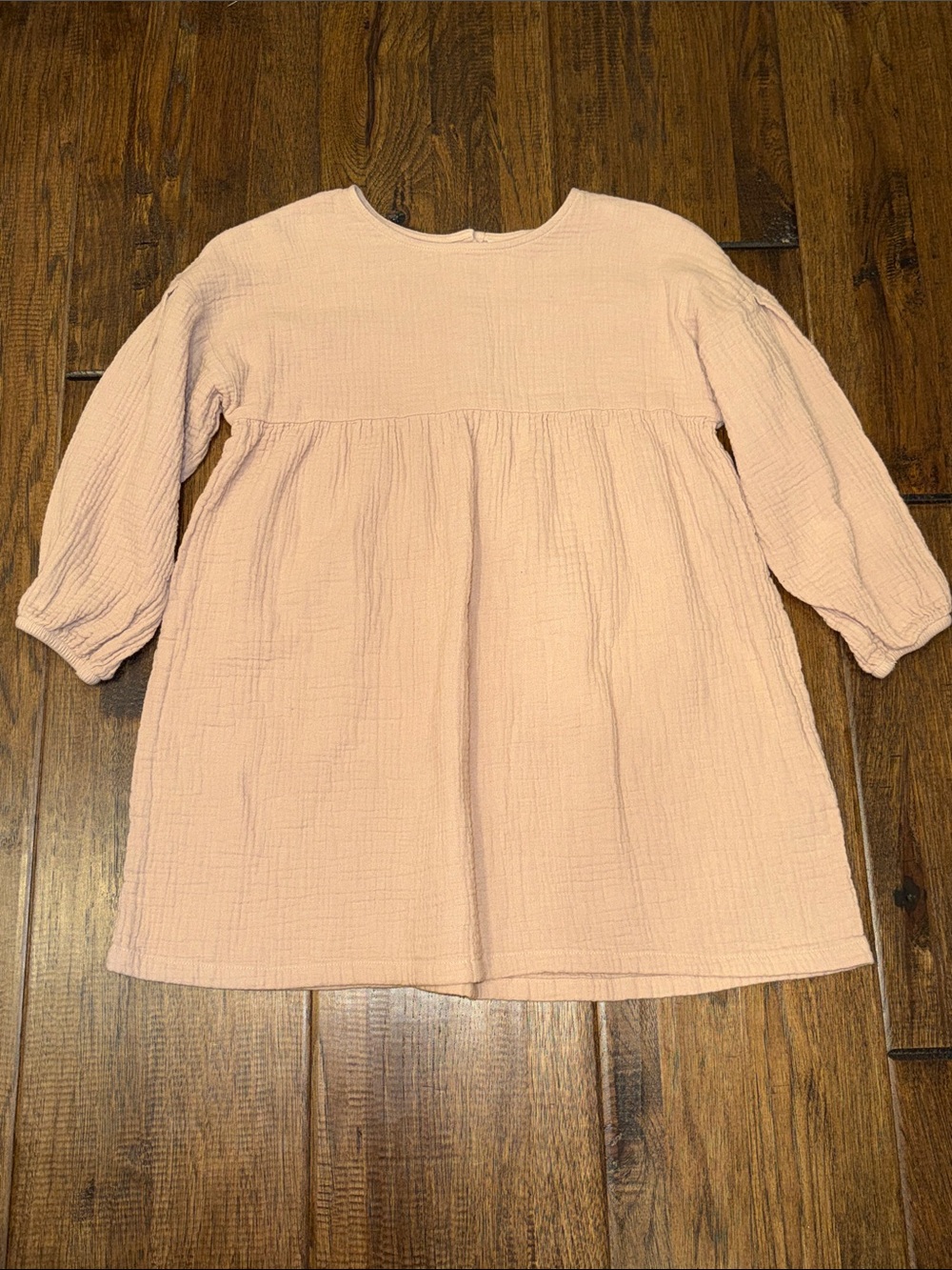 H&M Adorables Girls' TAN Long-Sleeve Cotton Gauze Dress. SIZE 6x. Like new.